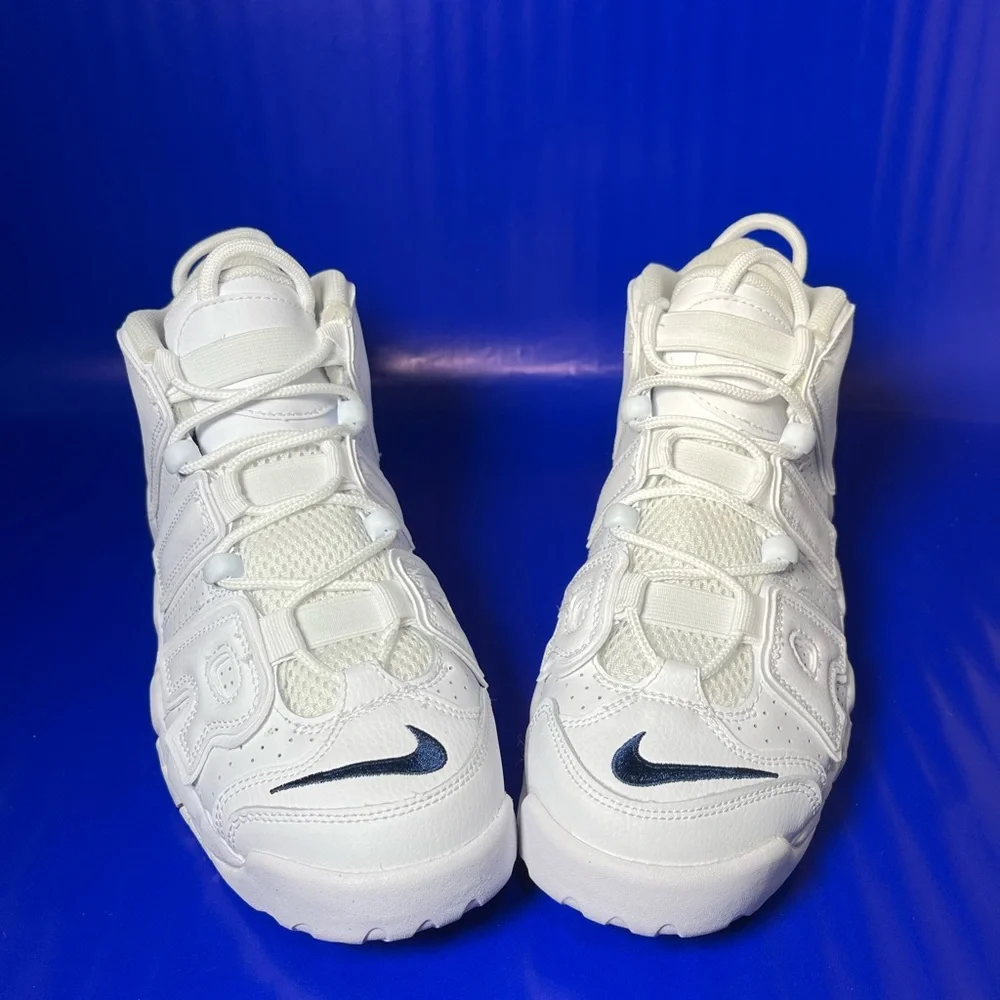 Nike Air More Uptempo Triple White GS Size 6.5Y Women 8 Same Day Shipping - Picture 4 of 8